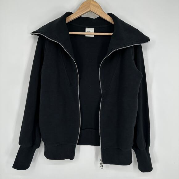 Varley Ells Jacket Ribbed Ottoman Long Balloon Sleeve Oversized Sweatshirt Black - Picture 12 of 16
